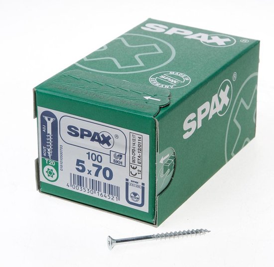 SPAX 191010500703 Verzonken schroeven 5 mm 70 mm T-profiel Staal Galvanisch  verzinkt... | bol.com