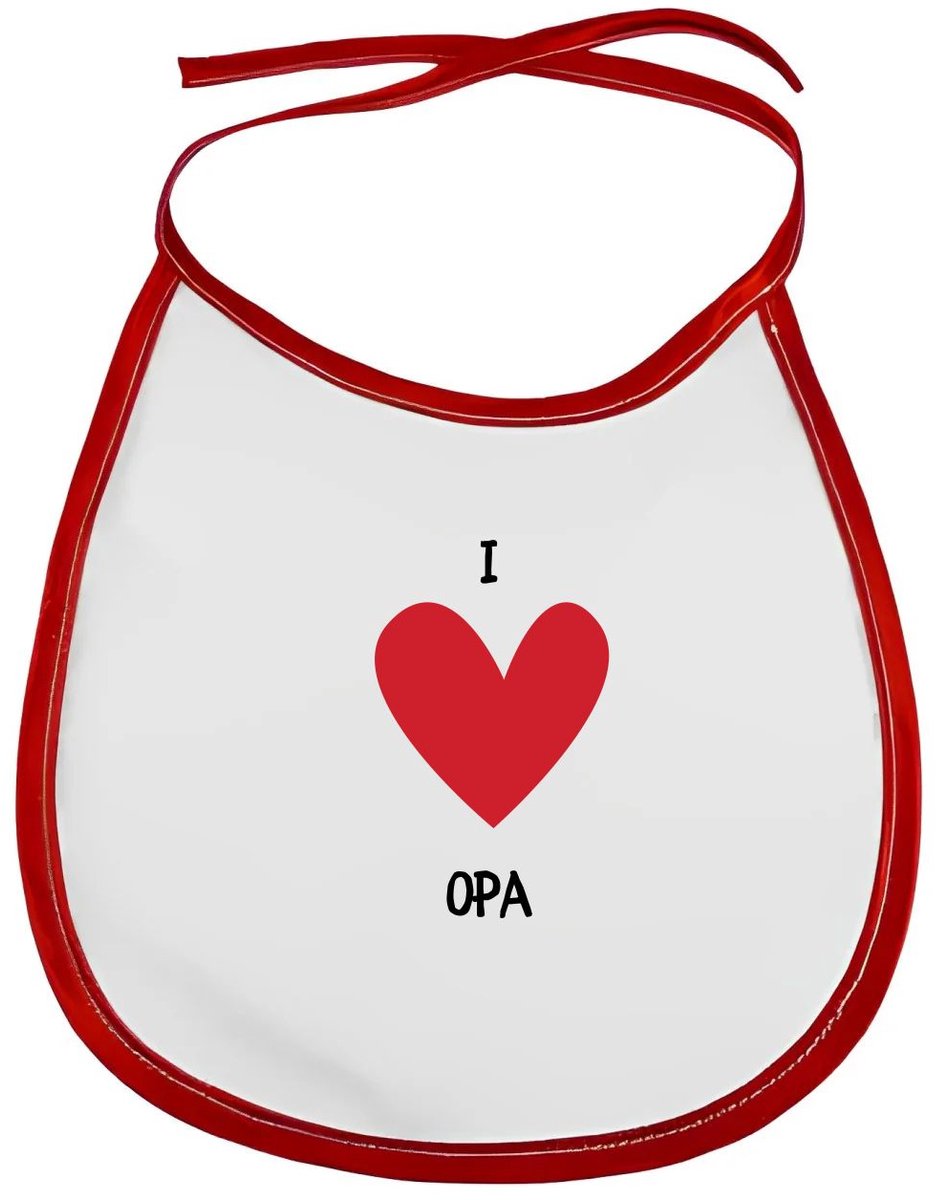 Akyol - i love opa slabbetje rood - Opa - opa's - vaderdag - cadeau voor opa - hartje - familie