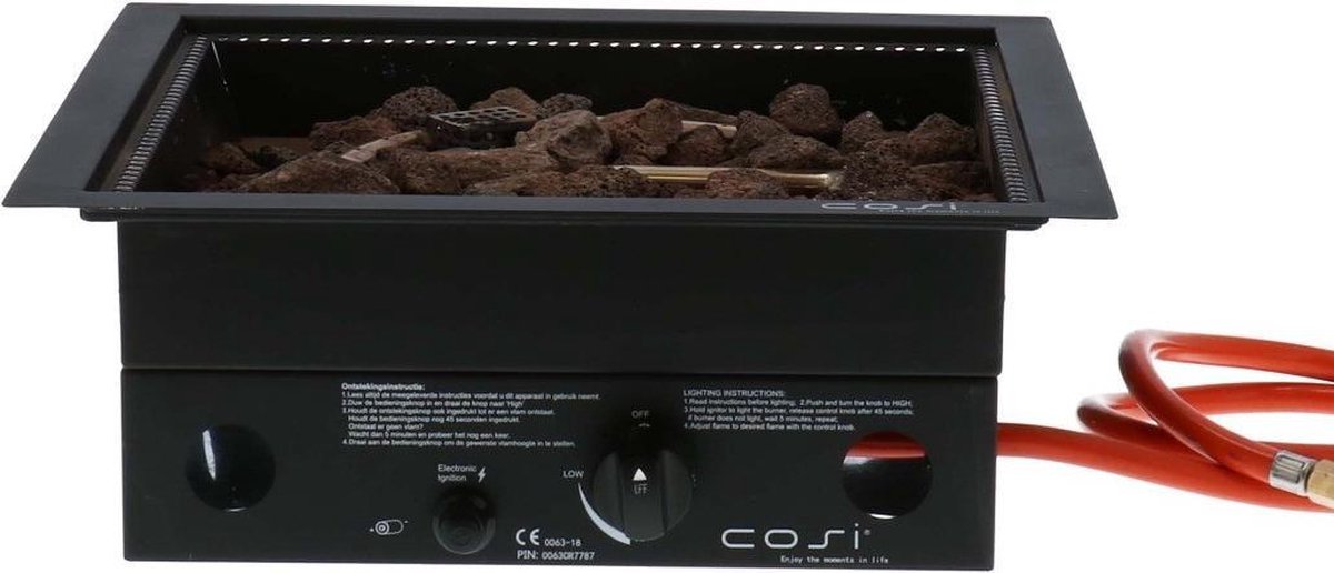 Cosi inbouwbrander vierkant 40x40x16,5 cm zwart