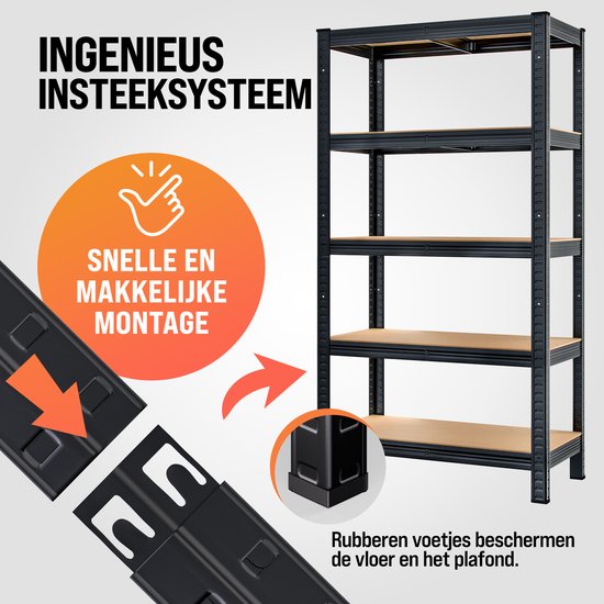 MONZANA 2x Armoire Etagère Sans Vis - 180x90x40cm Total 1750kg - Zwart