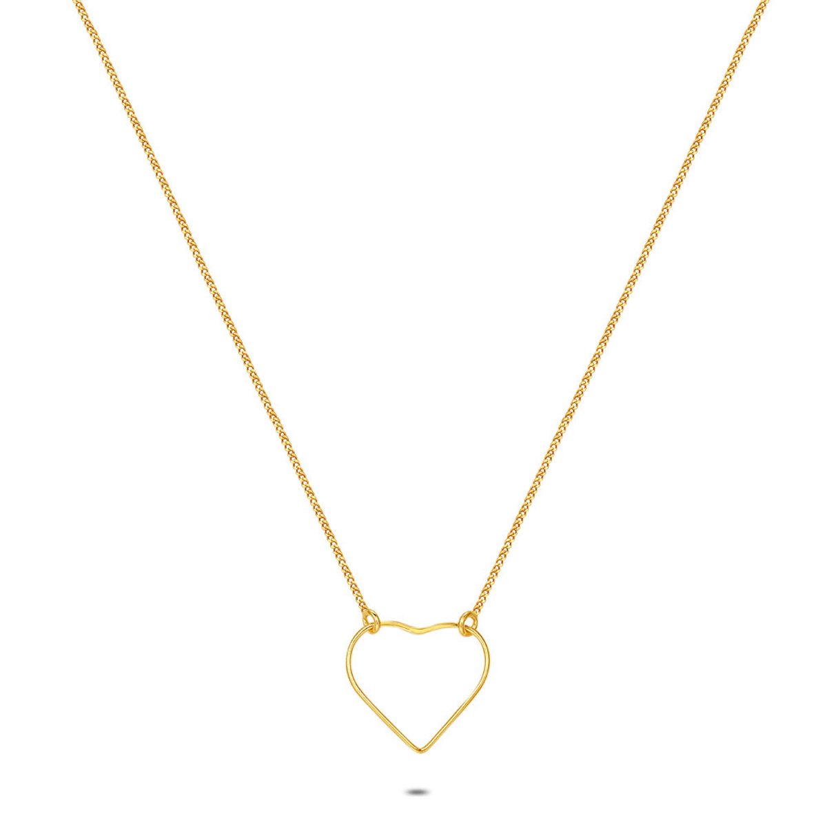Twice As Nice Halsketting in 18kt verguld zilver, hartje 40cm