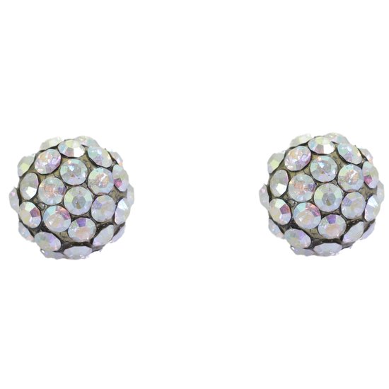 Behave – Oorstekers – Wit blauw kristal – 0.8 cm – Vintage goudkleur