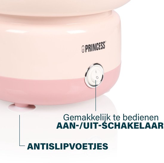 Princess 292990 Suikerspinmaker - Suikerspinmachine - 500 W - Met 10 stokjes en maatlepel - Kinderfeestje - party - Roze - BPA vrij - Cotton Candy - Pink
