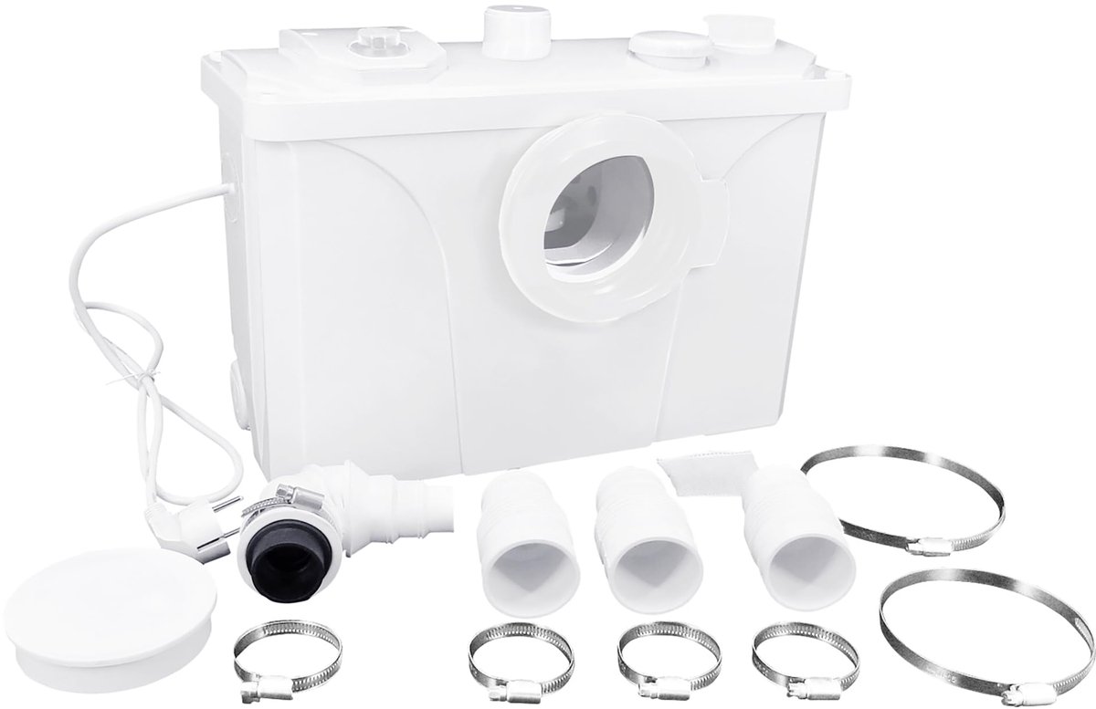Broyeur 700W Hefsysteem Afvalwaterpomp 180L/min vuilwaterpomp 10m voor huishoudelijk gebruik WC, douche, wastafel