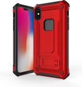 Ntech hoesje Geschikt voor iPhone Xr Armor hoesje met Kickstand - Rood