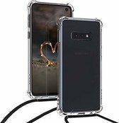 Ntech Hoesje Geschikt Voor Samsung Galaxy S10+ Anti Shock Transparante hoesje met Verstelbaar Celebrity Draagriem