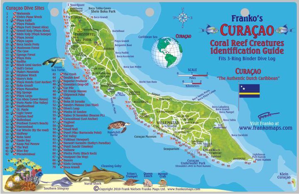 Franko Maps Fish Card Curaçao Dive Sites & Fish ID Card / Coral Reef