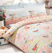 Dekbedovertrek Hey Birdie - vogels en bloemen - eenpersoons met 1 kussensloop
