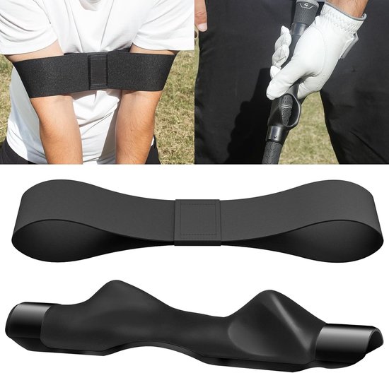 Foto: Stripe golf swing training set zwarte grip trainer swingcorrectie band voor handpositie verbeterde swing golf trainingsmateriaal