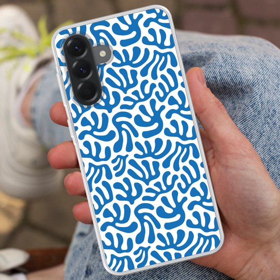 Coque de téléphone compatible avec Samsung Galaxy A56 - Motif corail - Wit - Blauw - Été - Coque en Siliconen