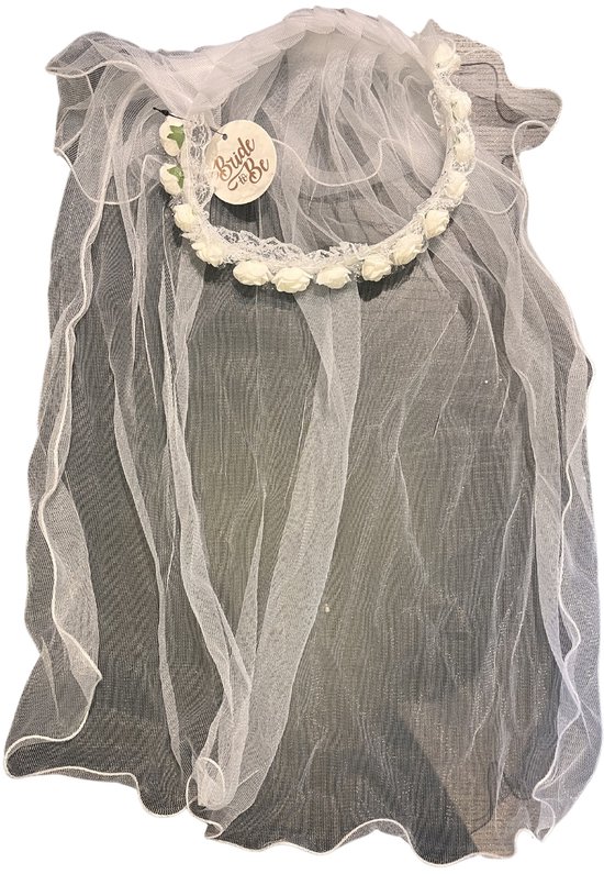 Diadeem Sluier Vrijgezellen Feest - Witte Bloemen