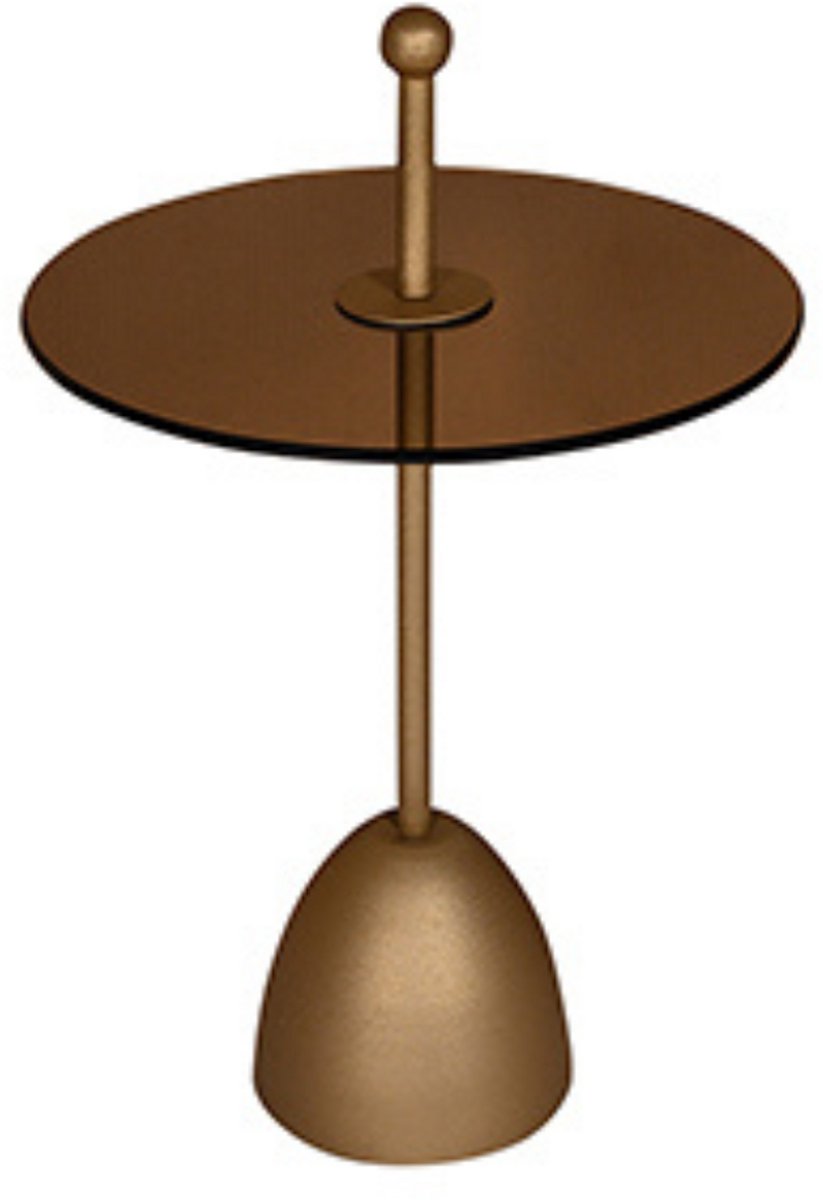 by Mooss - Bijzettafel - Glas - Rond - Gold - Dust - Ø 40 - Metaal - Trendy - Handvat