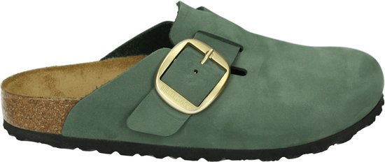Birkenstock BOSTON BIG BUCKLE NUBUK - Dames slippers - Kleur: Groen - Maat:  40 | bol