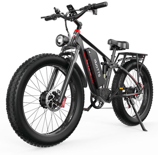Elektrische Fiets DUOTTS S26 - 960Wh/20Ah Accu - Tot 100 km Actieradius - Elektrische fatbike met 26x4 inch banden - Dubbele Borstelloze Motor met Shimano 7 Versnellingen - Elektrische Mountainbike - Zwart