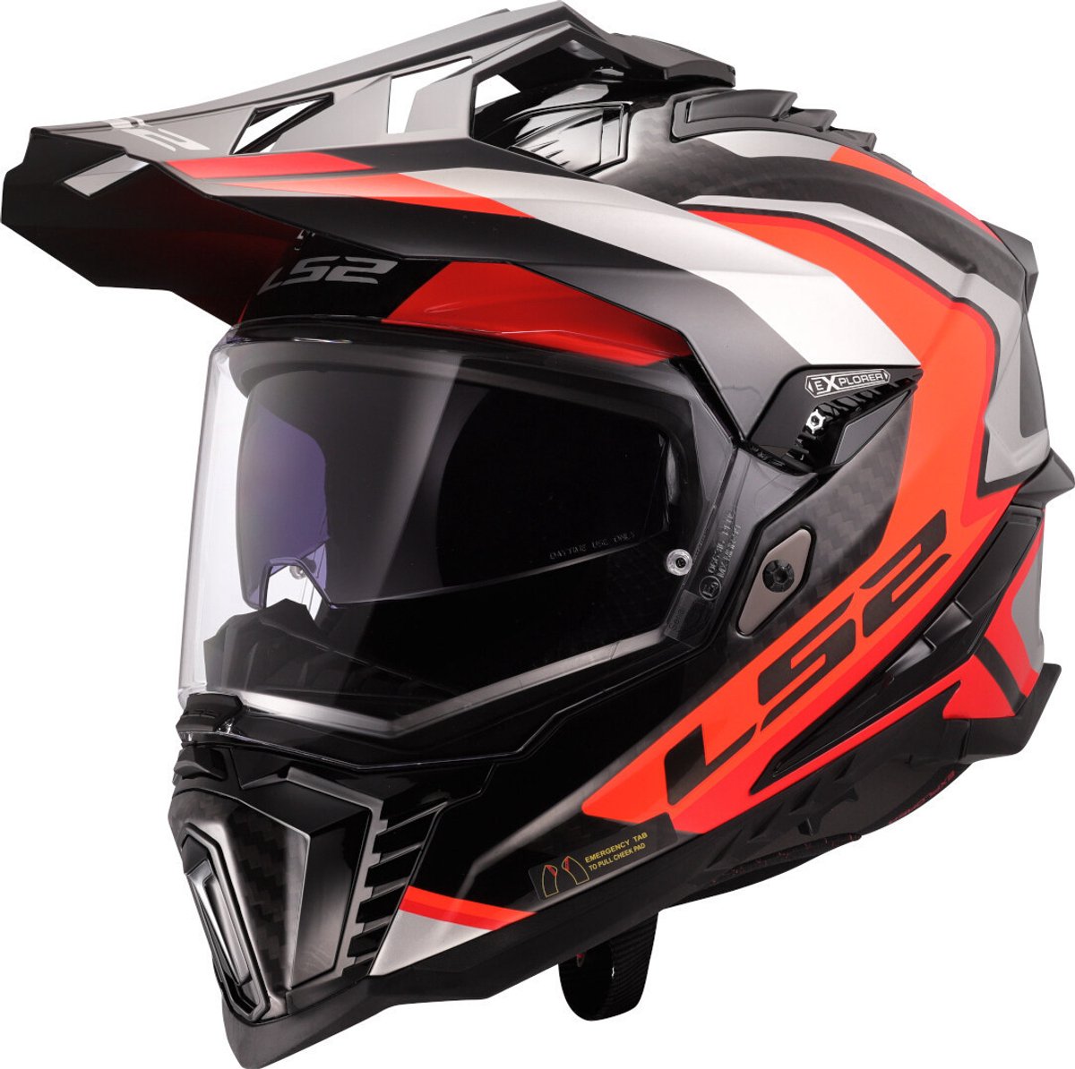 LS2 Helm Explorer Frontier Carbon zwart / oranje Maat M