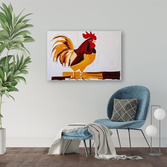 Coq abstrait coloré - Peinture sur toile coq - Animaux sur toile - Art abstrait - Peintures sur toile industrielles - Décoration de salon - toile 60x40 cm