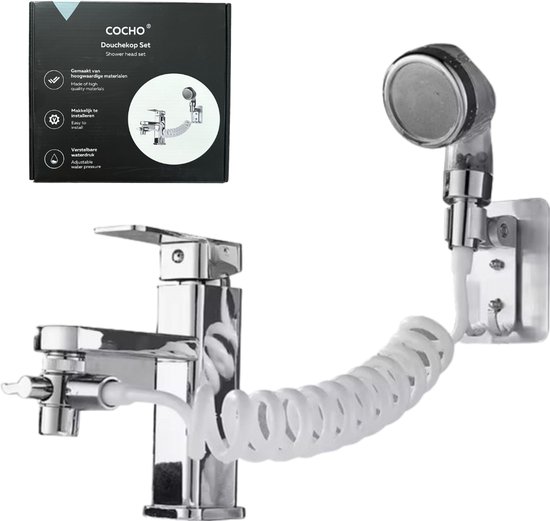 Set de pommeau de douche pour robinet COCHO® – Douchette à main avec flexible pour lavabo | Montage mural | Idéal pour le Shampooing, le bain de bébé et le lavage des animaux