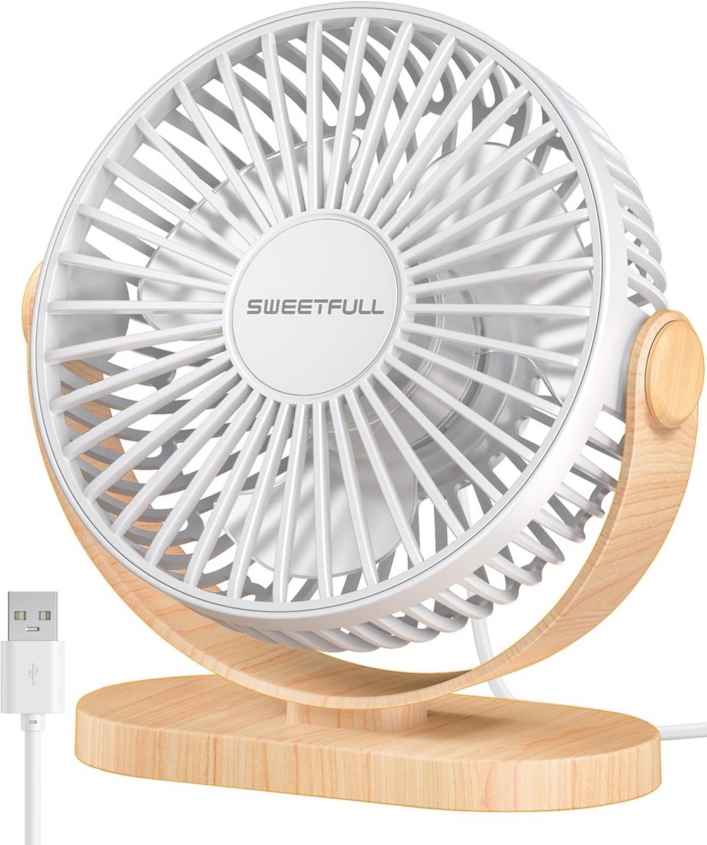 Mini USB Ventilator - Draagbare Stil Bureauventilator met 3 Snelheden voor Thuis en Kantoor