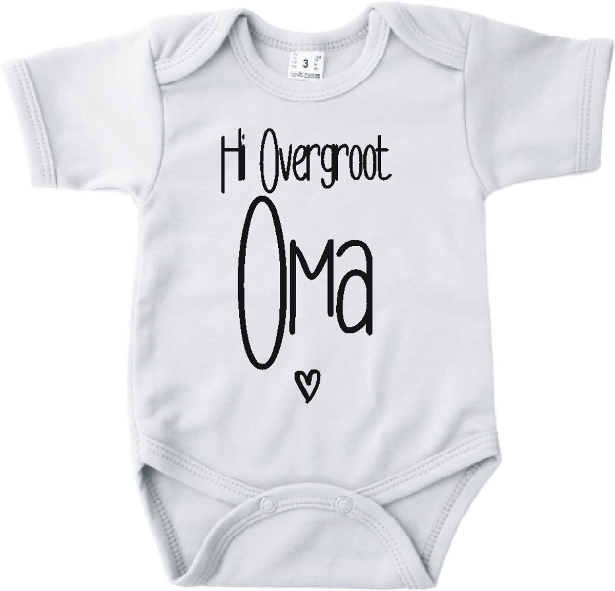 Baby romper met tekst zwangerschap aankondiging | Hi overgroot oma met hartje | Wit | korte mouw | maat 56 cadeautje zwangerschap aankondiging bekendmaking | Cadeautje 100% katoen.