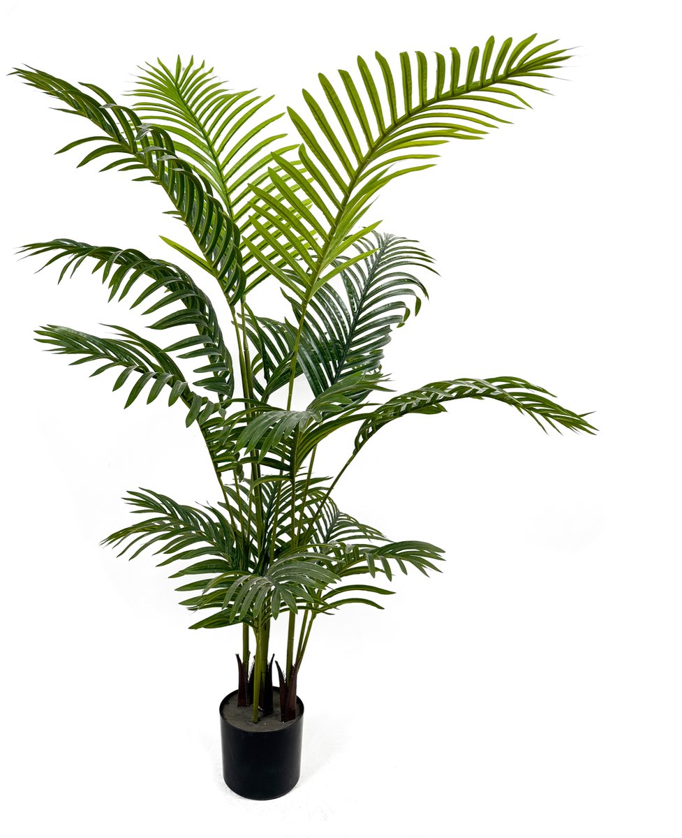 IvoQ Kunstpalm 150 cm – Tropische Kunstplant – Onderhoudsvrije Kamerplant – Realistisch Uitstraling