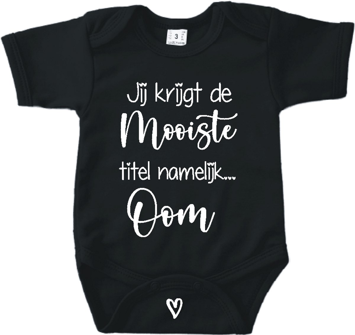 Baby romper met tekst zwangerschap aankondiging | Jij krijgt de mooiste titel namelijk Oom | Zwart | korte mouw | maat 56 cadeautje zwangerschap aankondiging bekendmaking