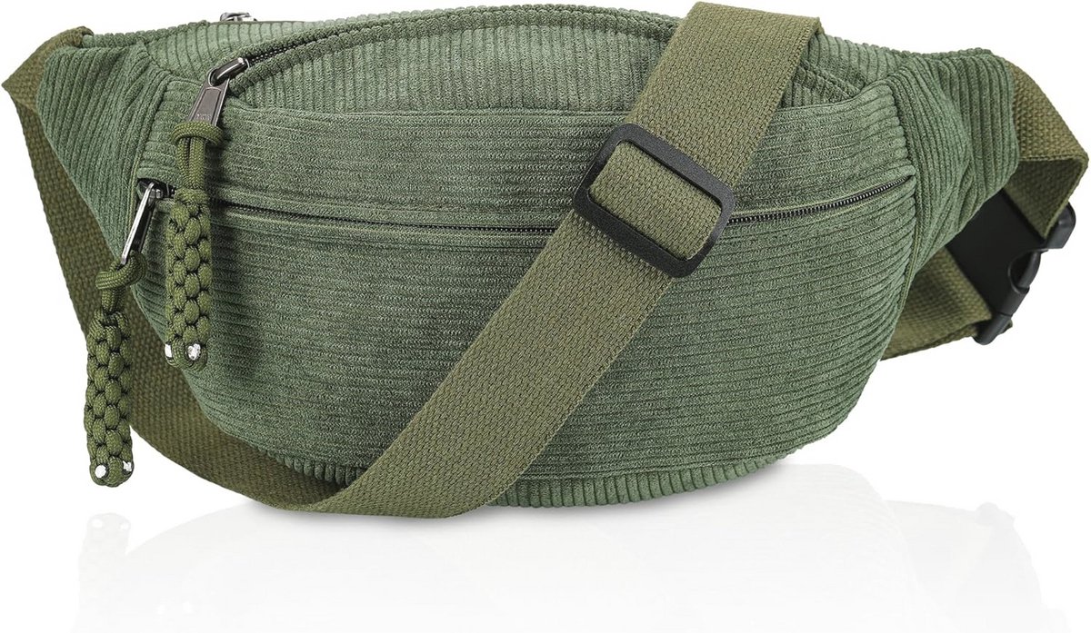 Corduroy Schoudertas voor dames, modieuze glanzende cords, heuptas, vrije tijd, sport, heuptas, inkt, wit, crossbody tas, riemtas met schouderriem, instelbaar, voor dames en heren