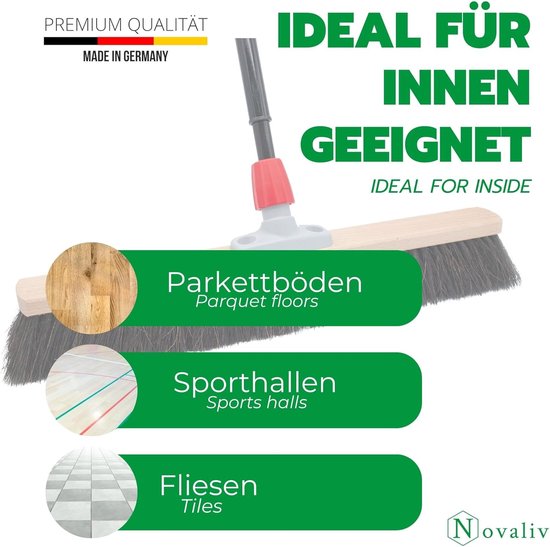 Zaalbezem natuurhaar 40 cm I Bezem met uitschuifbare steel I Paardenhaar zwart I Zacht I fijn I Grote bezem veegbezem kamerbezem tuinbezem van Onbekend. — afbeelding 5