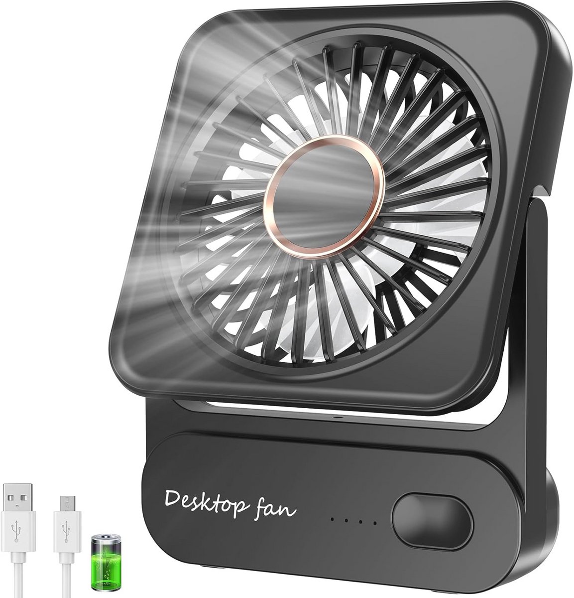 Draagbare USB Ventilator met 3 Snelheden en 135° Verstelbaar, Ultrastil en Krachtig voor Thuis, Kantoor en Reizen