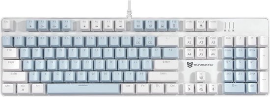 Qisan Mechanisch draadloos gamingtoetsenbord - mini-ontwerp (60%), 68 toetsen, Amerikaanse lay-out | blauwe schakelaar | Bluetooth-gamingaccessoire - grijs en zwart