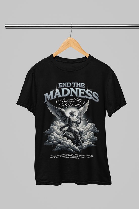 Oversized shirt - End The Madness - Wurban Wear | T-shirt | Merk kleding | Unisex tshirt | Streetwear | Pump cover | Techno outfit | Merk shirt | Gym shirt | y2k | Techwear | Urban | Grote maten | T-shirt heren | T-shirt dames | Zwart