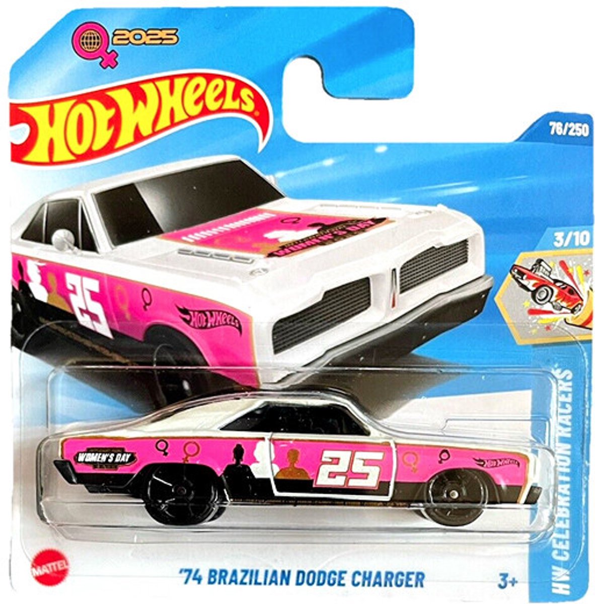 HOT WHEELS '74 BRAZILIAN DODGE CHARGER 25 WHITE/PINK 47/250 1:64 HW CELEBRATION RACERS 3/10