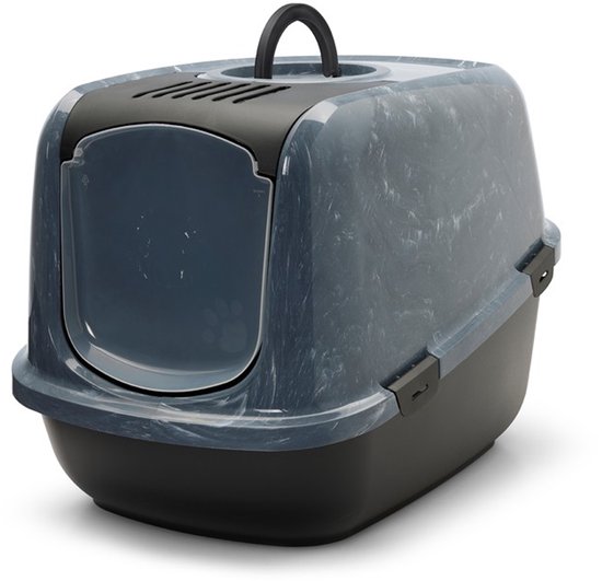 Savic Nestor Jumbo Marmer - Kattenbak - Marmer Look - Antraciet/Wit - 66,5 x 48,5 x 46,5 cm