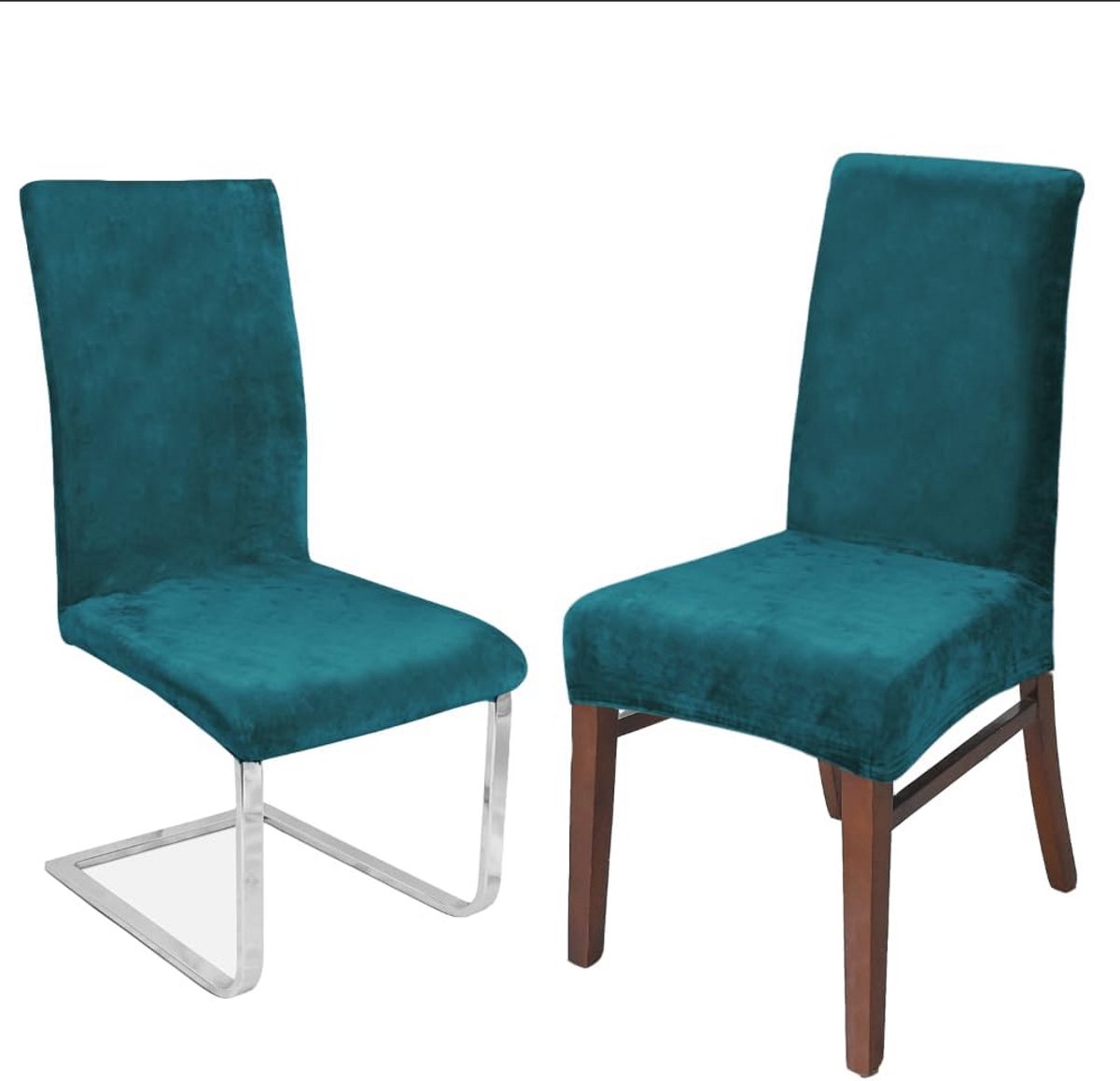 Elastische Stoelhoezen voor Eetkamerstoelen - Afneembaar en Wasbaar - Set van 4 - Fluweel,