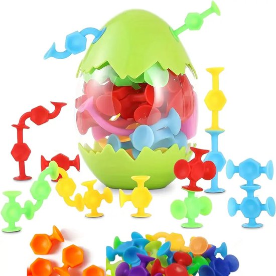 48 Ventouses En Œuf – Jouet Sensoriel 3 Ans+ – 6 Couleurs, 7 Formes – Pour Bain, Voyage, Apprentissage