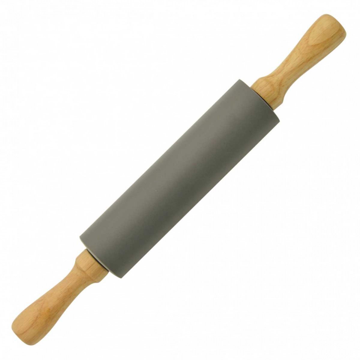 Kinghoff - Silikon Deegroller - 39cm - Houten Handvaten - Grijs