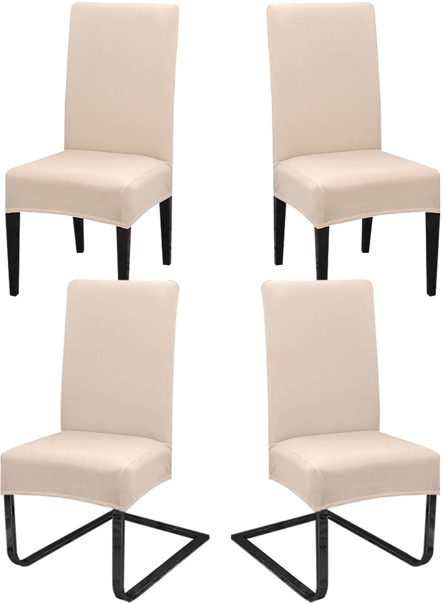 Ibenzoa® Universele Stretch Stoelhoezen Set van 4 voor Diverse Gelegenheden in Beige en Andere Kleuren