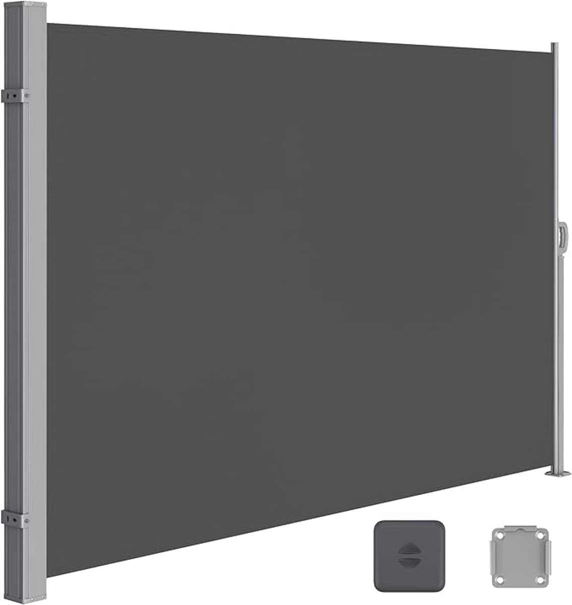FurnStar - Zijwand - Windscherm - Uittrekbaar zijrolgordijn 180 x 450 cm - Zonwering - Ondoorzichtig - Balkon, terras, tuin - Antraciet