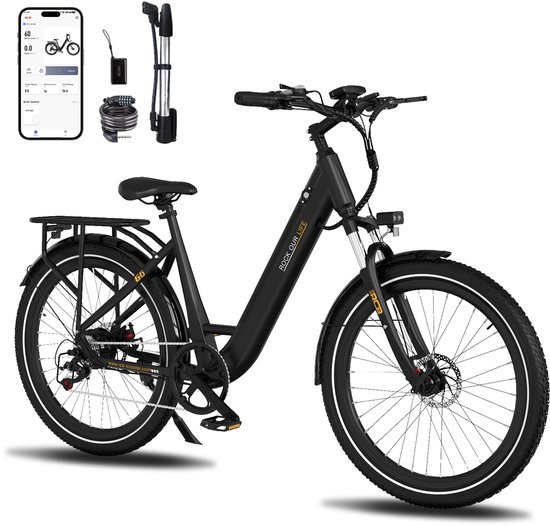 RCB G6 Elektrische Fiets - 27.5 Inch - 250W - 36V 10.4Ah -7 versnellingen- met App en NFC - Zwart