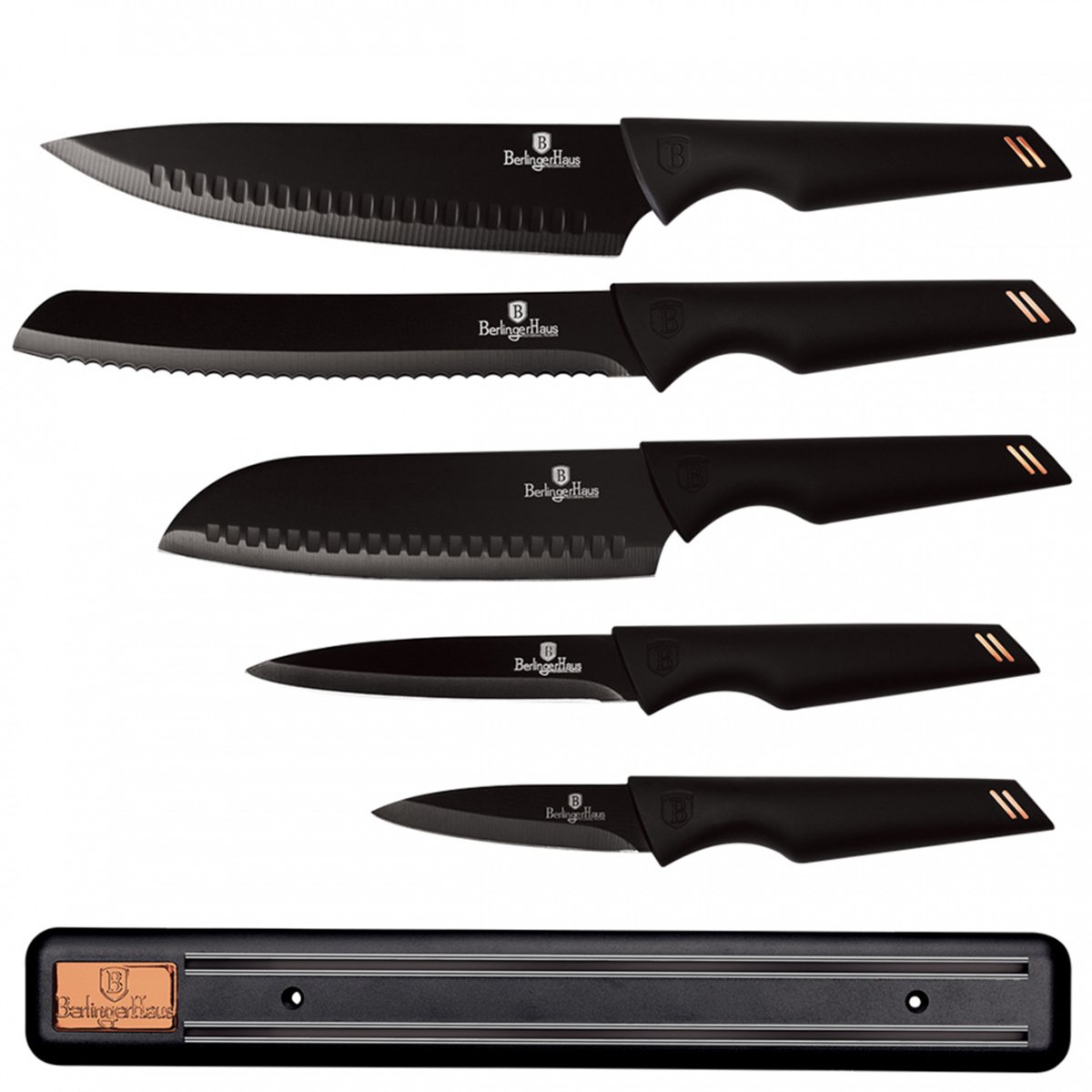 Berlinger Haus Black Rose Collection - Messenset - 5 Stuks - Magnetische Houder