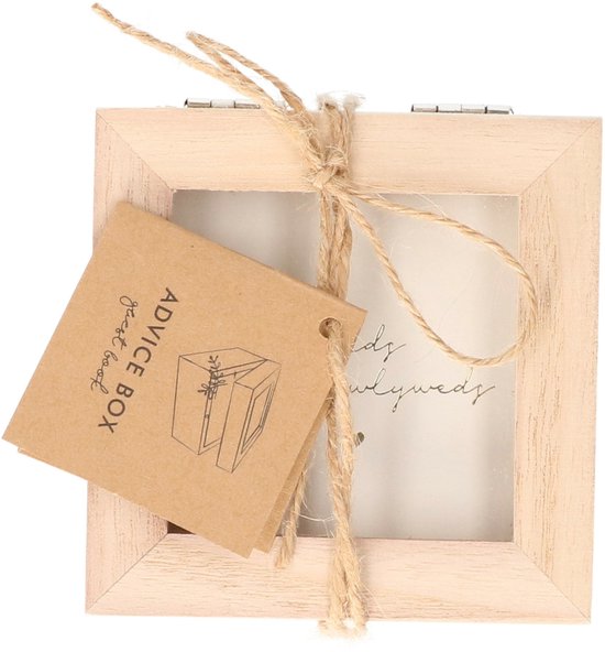 Gastenboek/huwelijksadvies box - Bruiloft - incl. 100 wensbriefjes - hout/wit - 10 x 6 cm