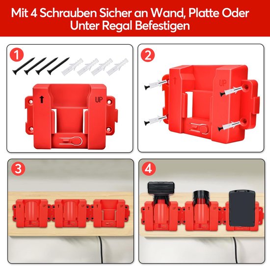 Geschikt voor Batterijhouder voor Milwaukee 12V M12 en 18V M18 batterijen, 3-in-1 wandmontage, ideaal voor werkplaats en garage (batterij niet inbegrepen) van Milwaukee — afbeelding 5