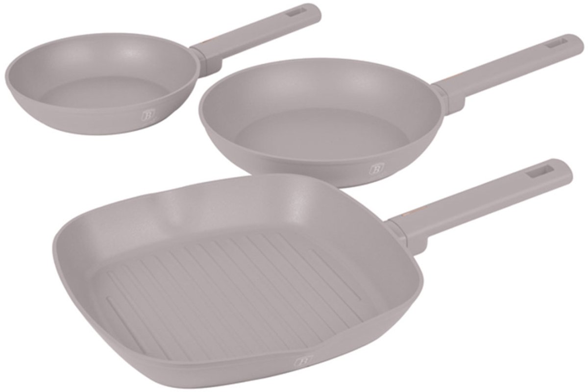 SET OF 3 TITANIUM PANS BERLINGER HAUS BH-8109 TAUPE