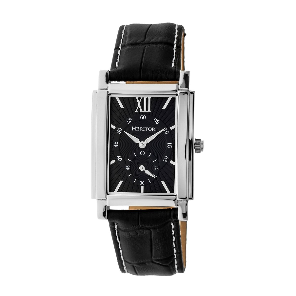 Heritor Automatic Frederick horloge met leren band - Zilver-Zwart