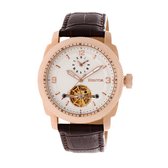 Heritor Automatic Helmsley Semi-Skelet leren band horloge - Roségoud/Wit