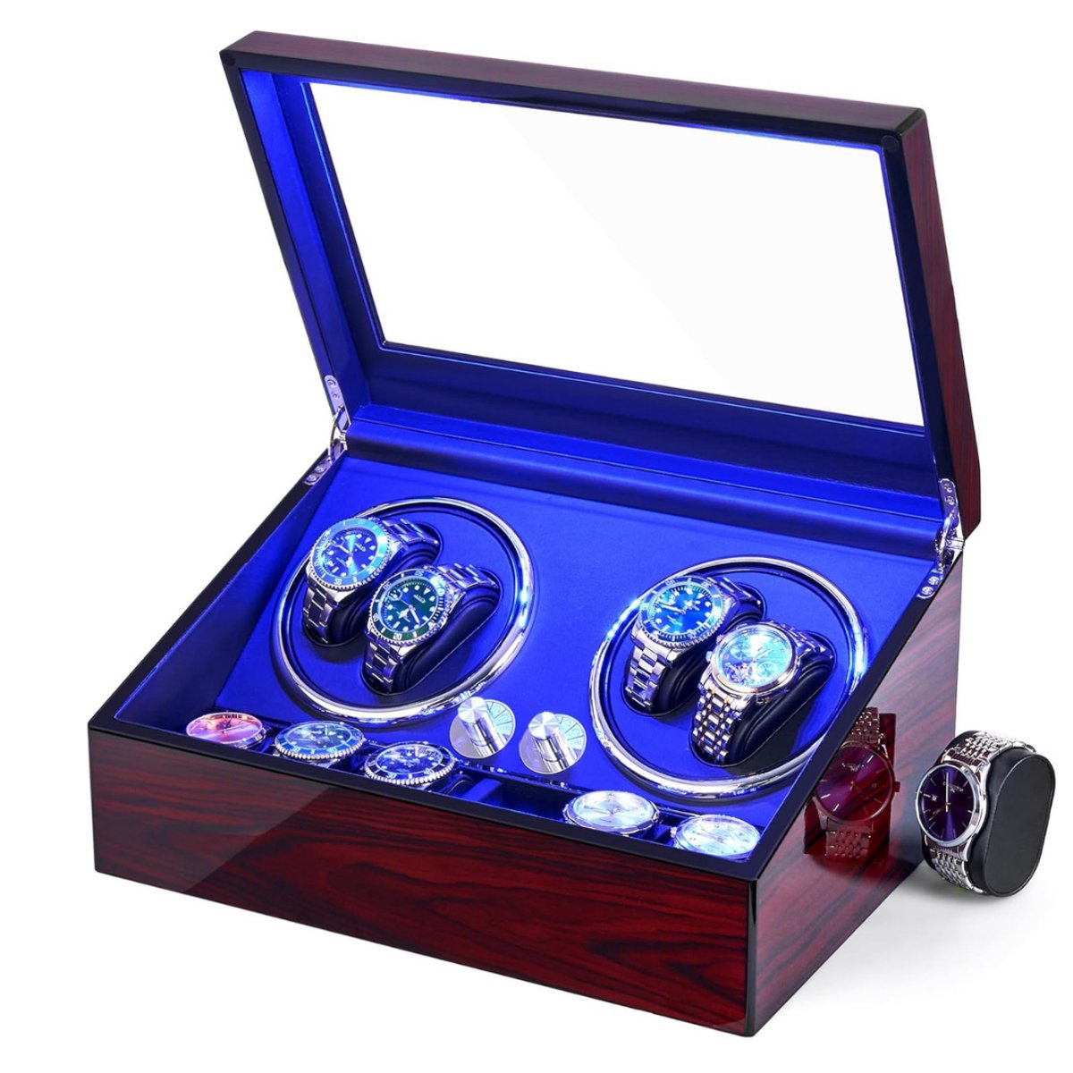 Horloge Opwinder - Watchwinder Voor Meerdere Horloge - Horloge Winder Geluidsloos - Horloge Box - Zwart Horloge Doos - Horlogewinder - Bruin