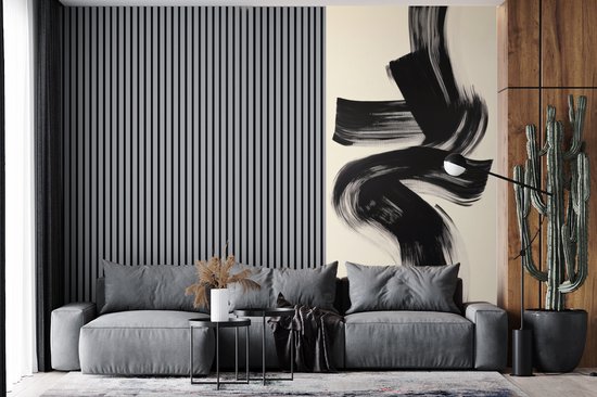 Behang - Fotobehang Strepen - Zwart - Abstract - Breedte 120 cm x hoogte 240 cm