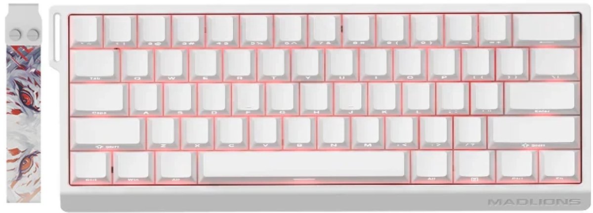 MADLIONS MAD 60 HE RGB - Gaming Keyboard (Toetsenbord) - 60% - 8KHz - 0.04mm Rapid Trigger - Magnetisch - RGB - PBT - 61 Toetsen - Side-Printed - Wit