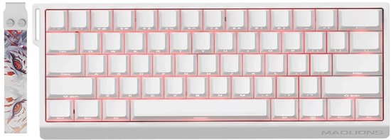MADLIONS MAD 60 HE RGB - Gaming Keyboard (Toetsenbord) - 60% - 8KHz - 0.04mm Rapid Trigger - Magnetisch - RGB - PBT - 61 Toetsen - Side-Printed - Wit