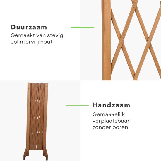 Relaxdays Hondenhek Uitschuifbaar Bamboe Harmonica Traphekje Hond Veiligheidshek 550176556