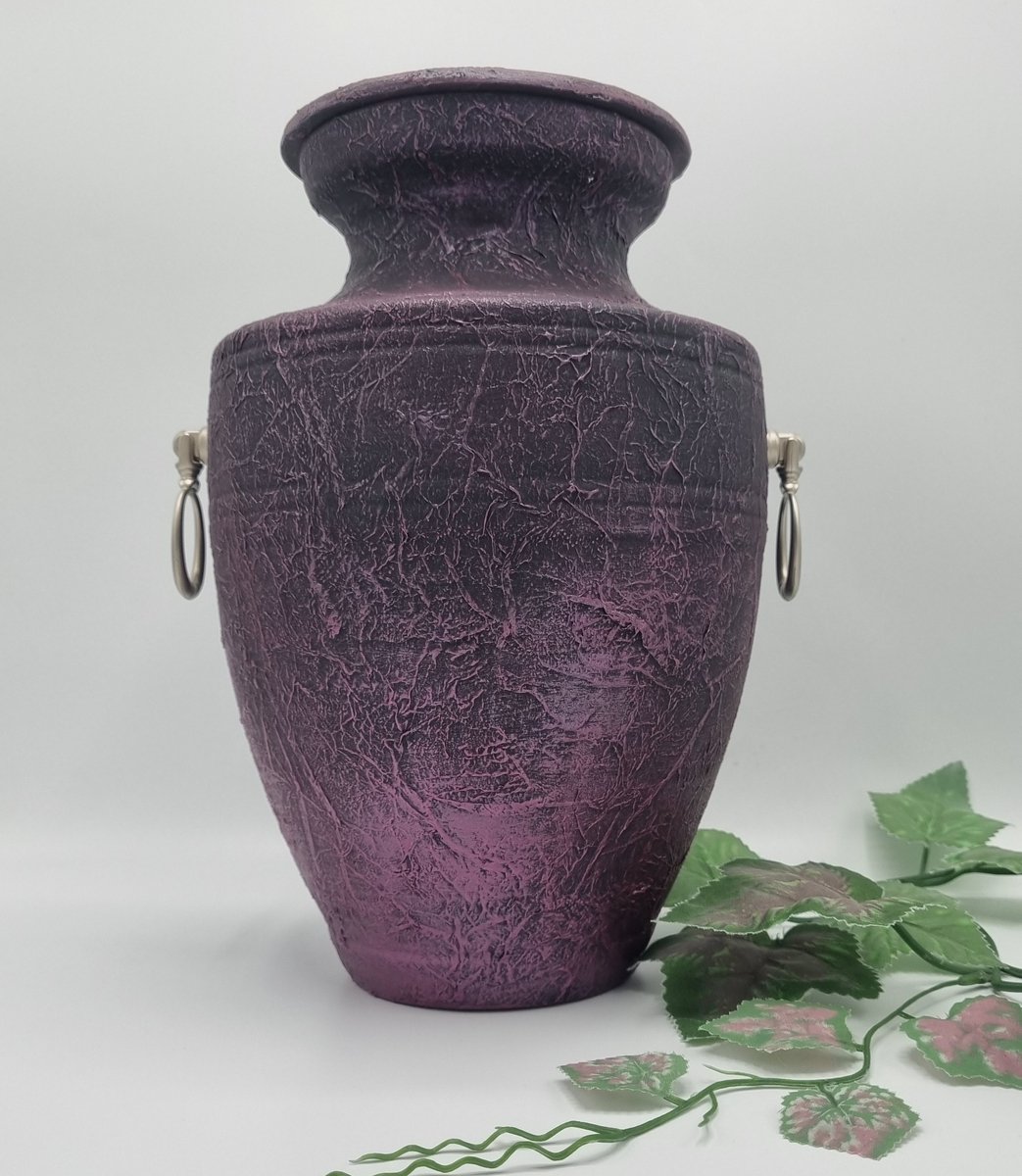 Urn, Keramiek, Roze, Zwart, Urn voor as, 4 liter, KERA 02